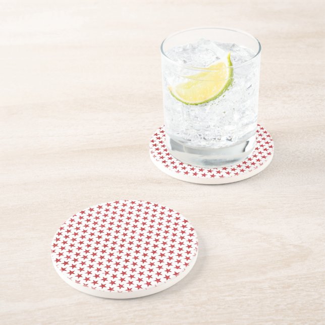 Posavasos Estrellas de purpurina rojas (Lado)