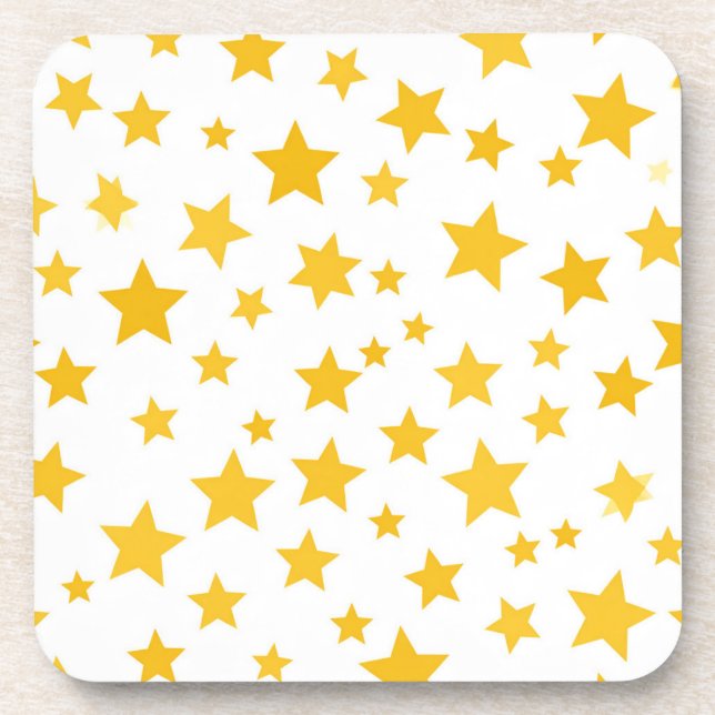 Posavasos estrellas doradas sobre fondo blanco (Frente)
