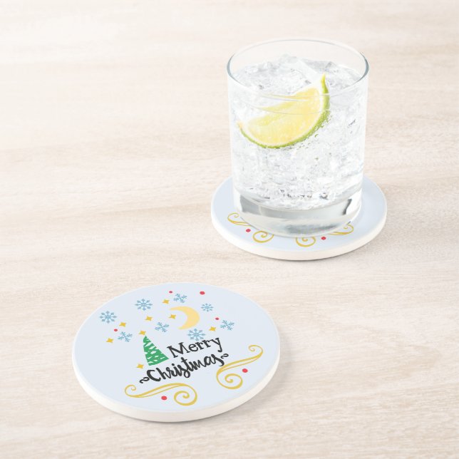 Posavasos Estrellas, luna, copos de nieve y Feliz Navidad, Z (Lado)
