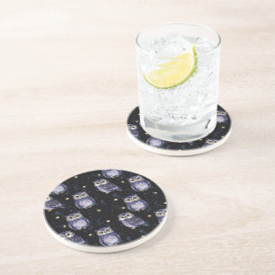 Posavasos Estrellas Mágicas de Búhos Morados