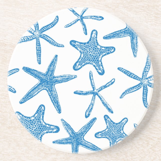 Posavasos Estrellas marinas de azul (Frente)
