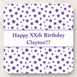 Posavasos Estrellas moradas personalizado con fiesta de cump