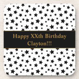 Posavasos Estrellas negras con cumpleaños de mensajes