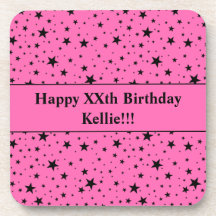 Estrellas Negras Con Mensaje En Cumpleaños Rosa