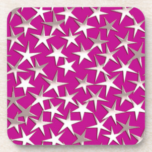 Posavasos Estrellas plateadas sobre el morado de la amatista