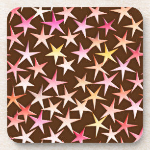 Posavasos Estrellas satinadas, rosadas en chocolate