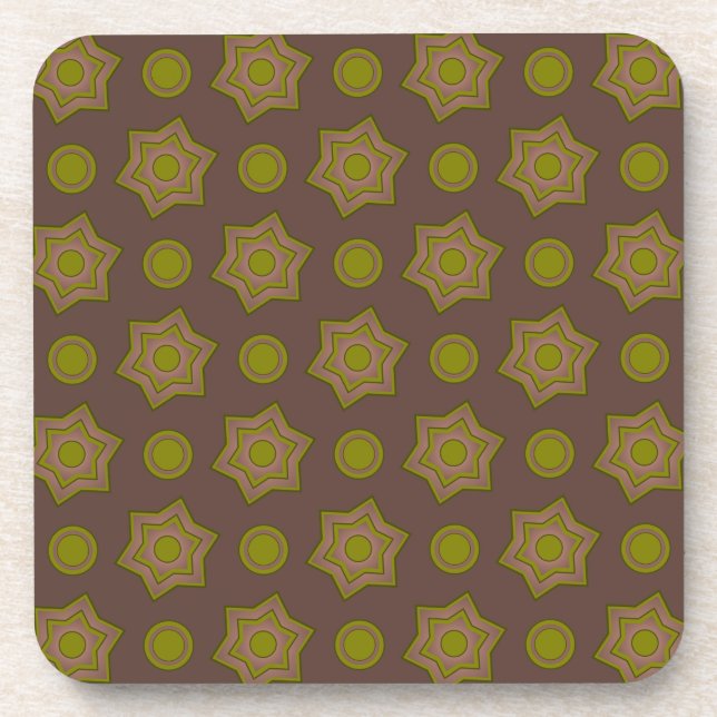 Posavasos Estrellas y círculos en marrón y verde (Frente)