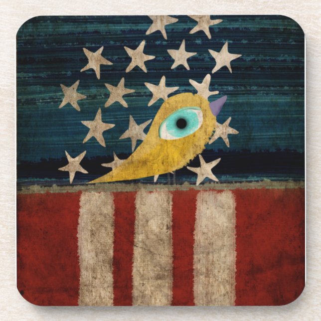 Posavasos Estrellas y franjas Bird Cork Coaster (Frente)