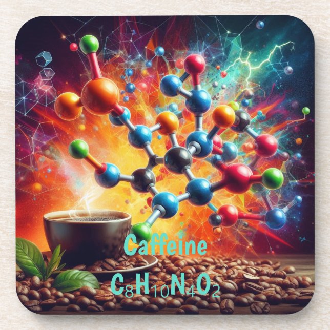 Posavasos Estructura de cafeína molecular - Café de arte cie (Frente)