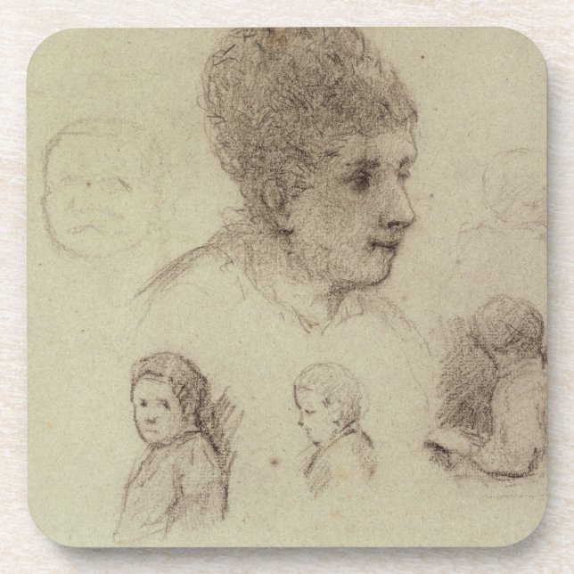 Posavasos Estudio de cabezas, 1884 de Paul Gauguin el | (Frente)