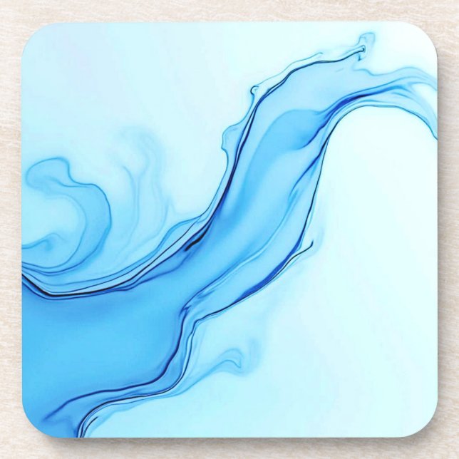 Posavasos Ethereal Blue Liquid Art Swirls (Frente)