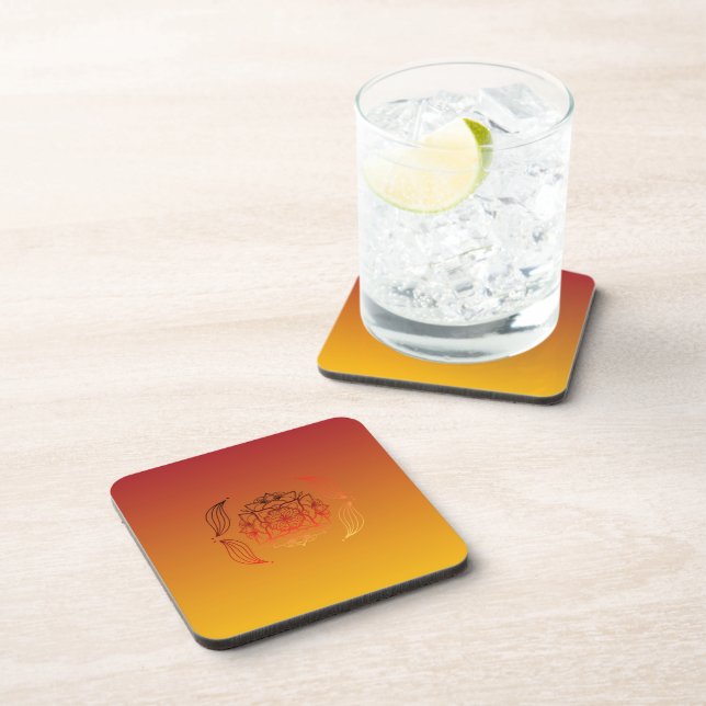 Posavasos Ethereal Embers – Red & Orange Floral Art (Lado Derecho)