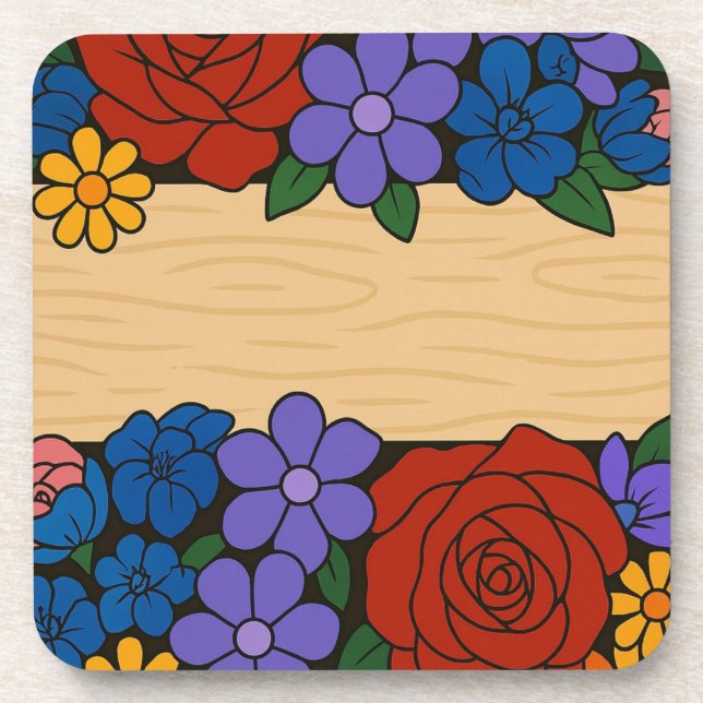Posavasos Etiqueta de nombre de flor (Frente)