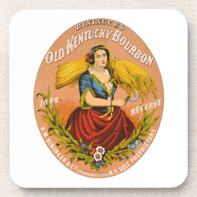 Posavasos Etiqueta publicitaria de Whiskey, Circa 1860. (Frente)