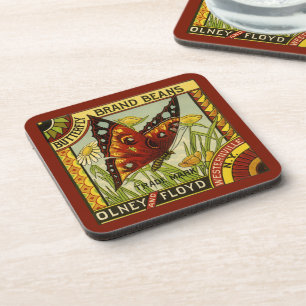 Posavasos Etiquetas de verduras de cosecha de vintage, grano