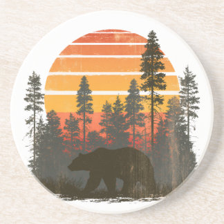 Posavasos etro 70er Jahre Bär im Wald Sonnenuntergang Unters