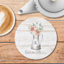 Eucalipto de algodón de monograma rústico en una j