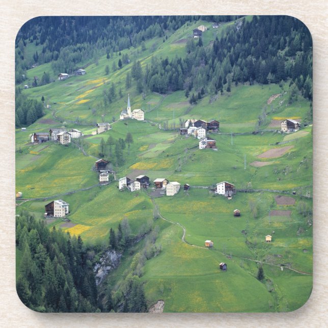 Posavasos Europa, Italia, Alpes Dolomitas. Esta pequeña alde (Frente)