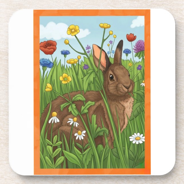 Posavasos Every Bunny Loves Flowers (Frente)