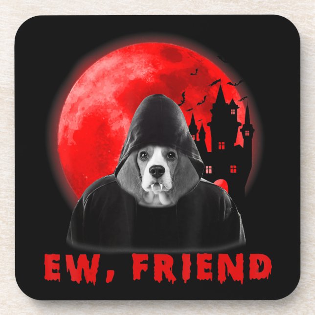 Posavasos Ew, amigo Beagle Perro Halloween Perro Regalos de  (Frente)