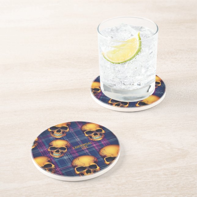 Posavasos ExisTENCIALES Cránulos LITOS Sobre Tartán (Lado)