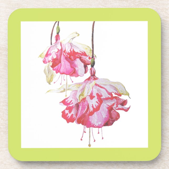 Posavasos Exóticas Fuchsias en un set de montaña rusa (Frente)