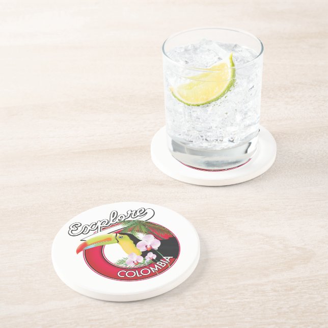 Posavasos Explorar el logo de Colombia retro (Lado)