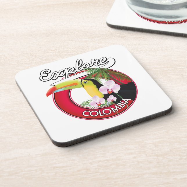 Posavasos Explorar el logo de Colombia retro (Lado Izquierdo)