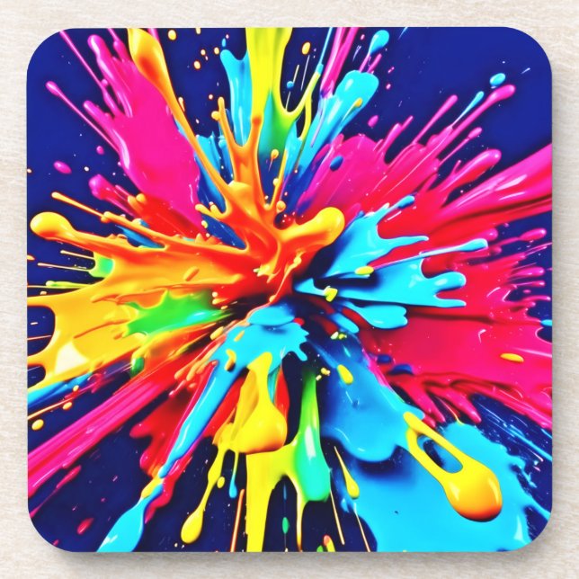 Posavasos Explosión abstracta de color y pintura (Frente)