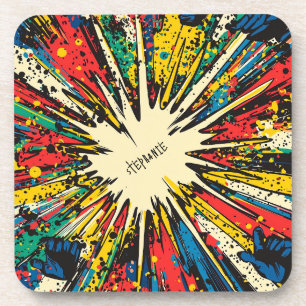 Posavasos Explosión de arte pop de estilo cómico (2)