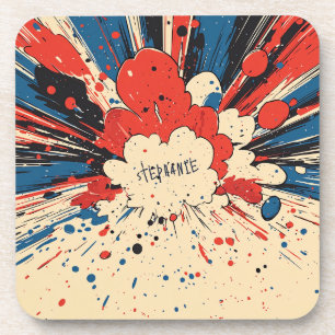 Posavasos Explosión de arte pop de estilo cómico (4)