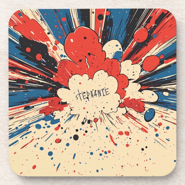 Posavasos Explosión de arte pop de estilo cómico (4) (Frente)