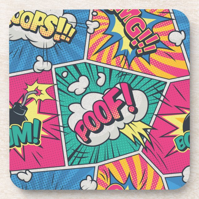 Posavasos Explosión de Cómic Retro - Arte Pop Vibrante (Frente)