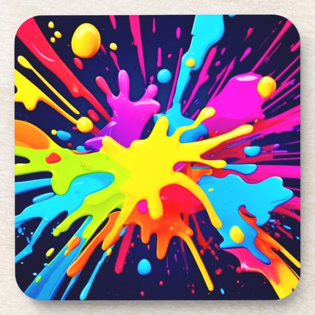 Posavasos Explosión de pintura radiante (Frente)