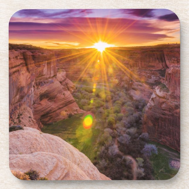 Posavasos Explosión de sol en Canyon de Chelly, AZ (Frente)