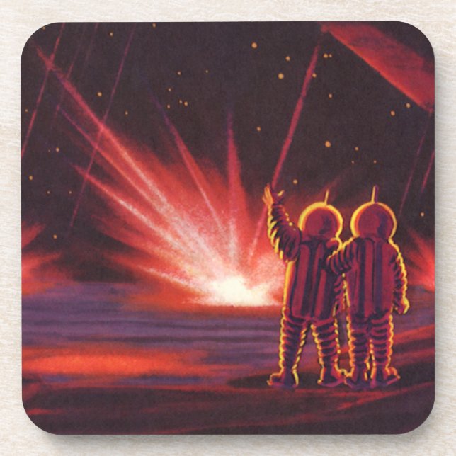 Posavasos Explosión del planeta rojo alienígena de ciencia f (Frente)
