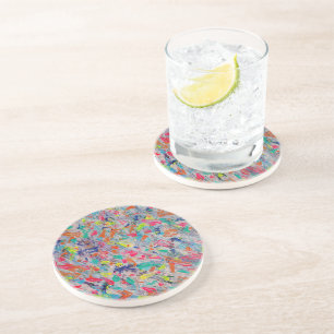Posavasos Expresión colorida en pintura acrílica