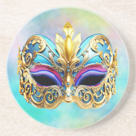 Posavasos Exquisita máscara veneciana en un fondo de color