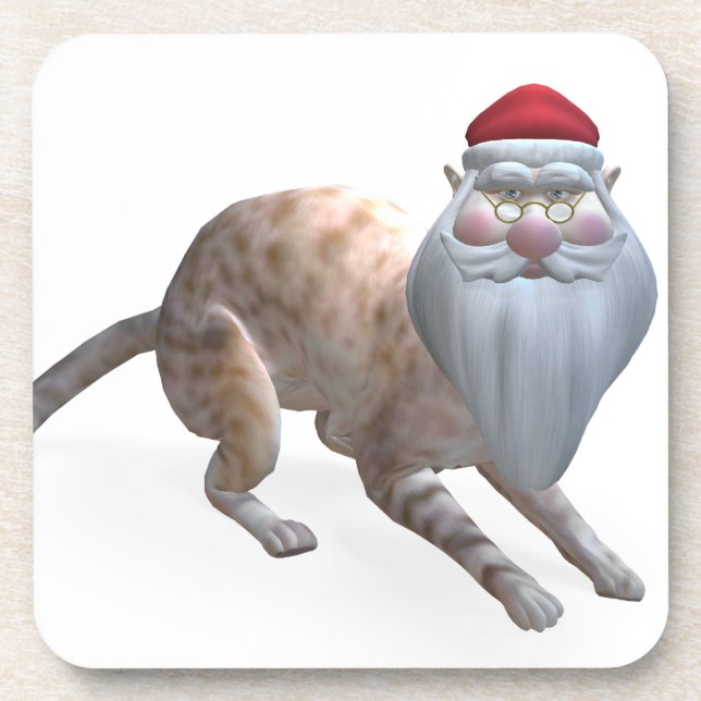 Posavasos Extraño gato de Santa Claus Tiger (Frente)