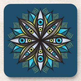 Posavasos Extraños Ojos Mandala Art - Trippy Flor Azul Verde