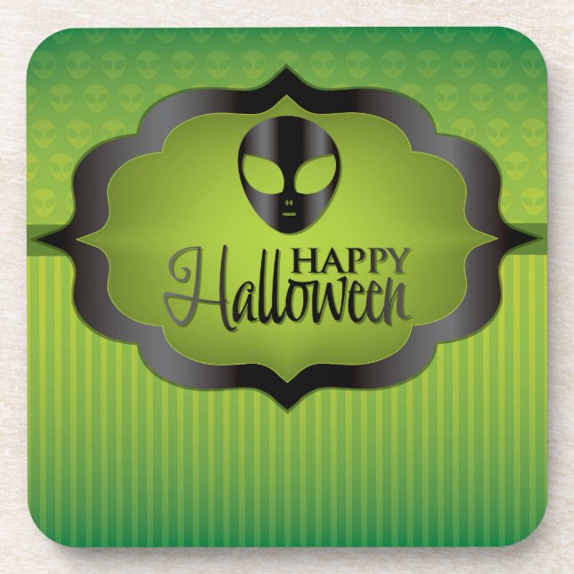 Posavasos Extraterrestre verde de Halloween (Frente)