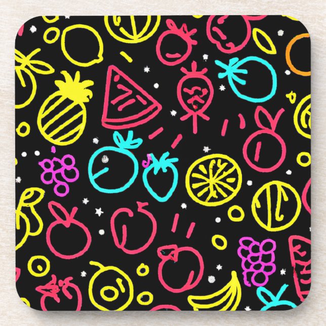 Posavasos Extravaganza de la fruta de neón (Frente)