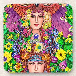 Posavasos Fairy Princess Sisters floral original art nouveau