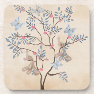 Posavasos Fairy tree birds flor grunge retr