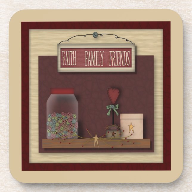 Posavasos Faith Family Friends Cork Coaster (Frente)