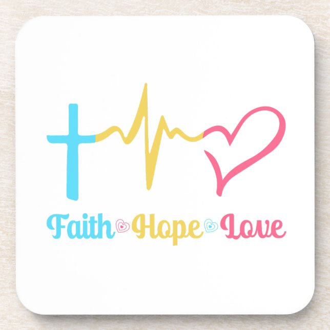 Posavasos Faith Hope Love Hearts (Frente)