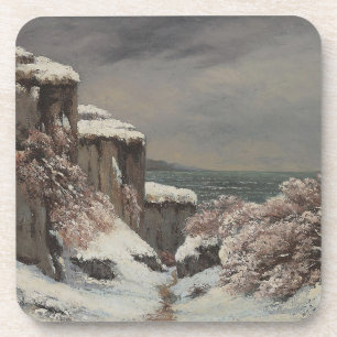Posavasos Falaises au Bord de la Mer sous la Neige - Courbet