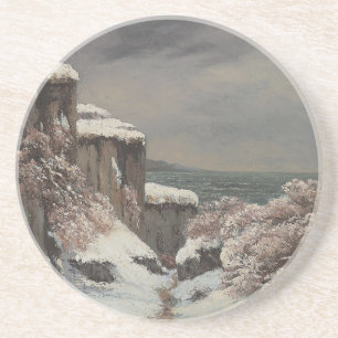 Posavasos Falaises au Bord de la Mer sous la Neige - Courbet