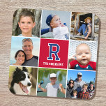 Posavasos Familia collage de fotos Monogramada Marina Crimso<br><div class="desc">¡Celebra a tu familia y a tus seres queridos con un collage de fotos especialmente seleccionado! Este elegante diseño de montaña de plástico dura muestra ocho de tus fotografías favoritas, un monograma con una sola letra y un texto personalizado. Perfecto para el nombre de una persona o un apellido familiar....</div>