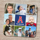 Posavasos Familia collage de fotos Monogramada Marina Roja A<br><div class="desc">¡Celebra a tu familia y a tus seres queridos con un collage de fotos especialmente seleccionado! Este elegante diseño de montaña de plástico dura muestra ocho de tus fotografías favoritas, un monograma con una sola letra y un texto personalizado. Perfecto para el nombre de una persona o un apellido familiar....</div>